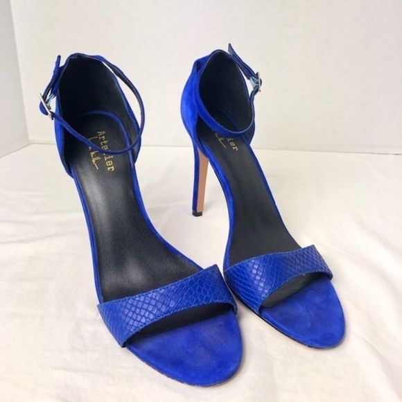 Nicole Miller Artelier Josie Cobalt Open Toe Pumps - Picture 2 of 5